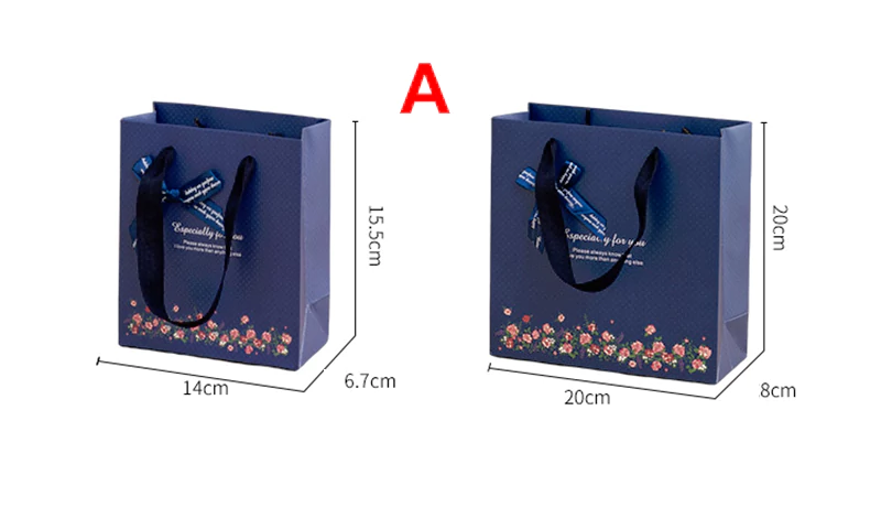 Blue purple bowknot bag size