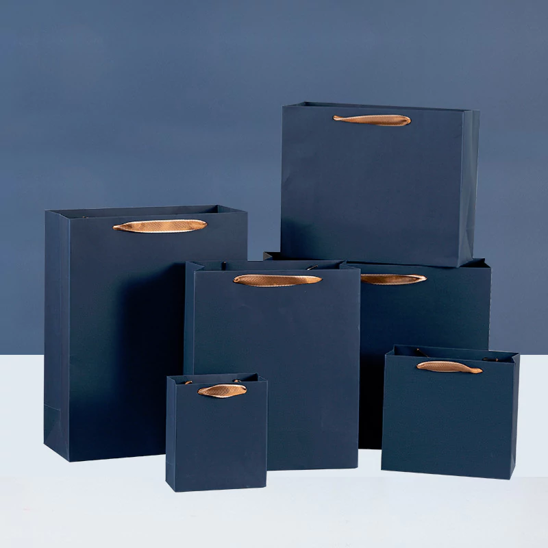 Business blue handheld paper bag