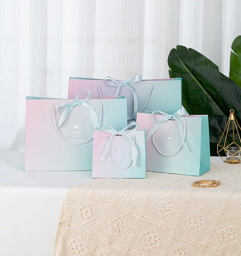 Gradient color handheld paper bag