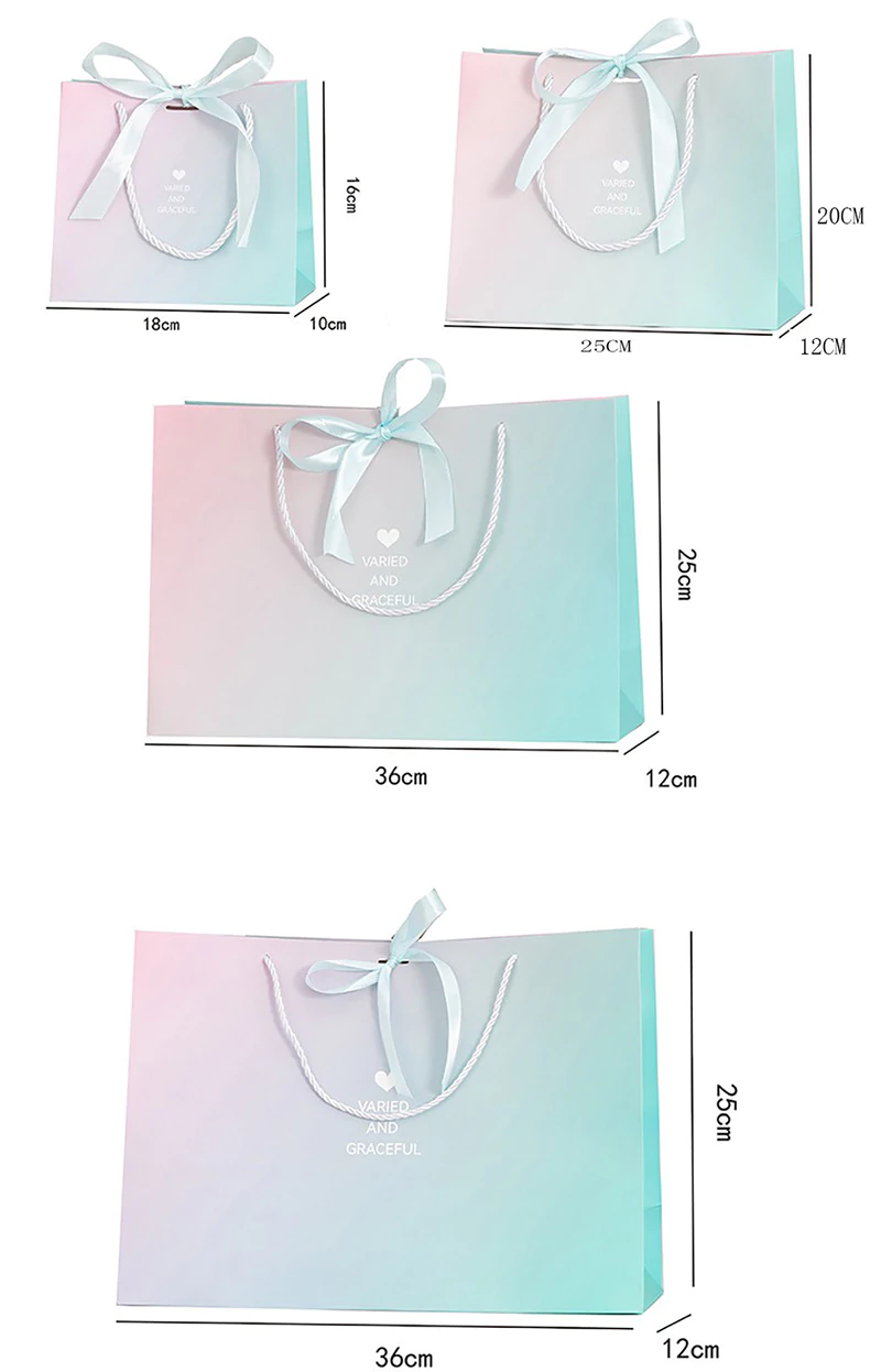 Gradient color handheld paper bag size