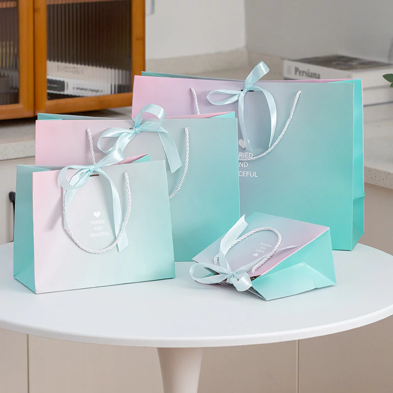 Gradient color handheld paper bag, product bags, gift bags, clothing bags, jewelry bags