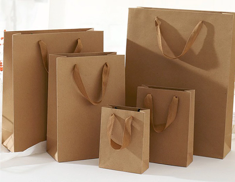 Kraft handheld paper bag side