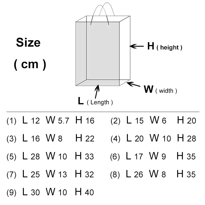 Kraft handheld paper bag size