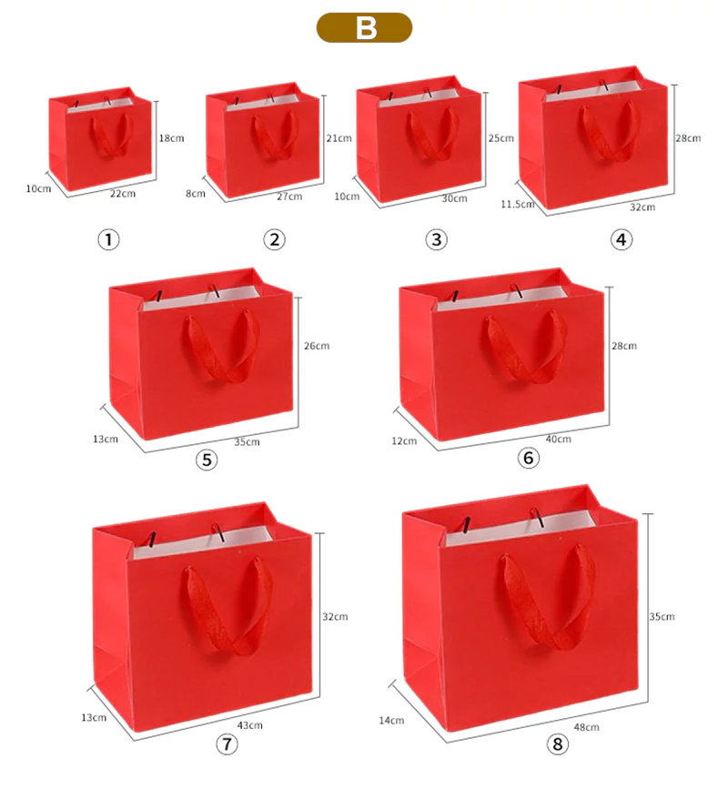 Red handheld paper bag size