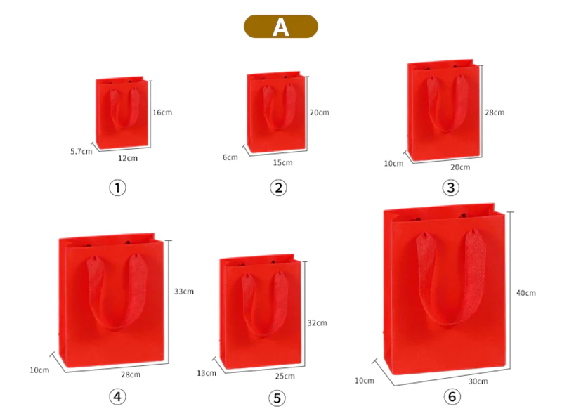 Red handheld paper bag size