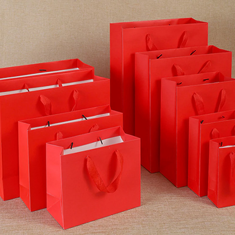 Red handheld paper bag, product bags, gift bags, clothing bags, jewelry bags