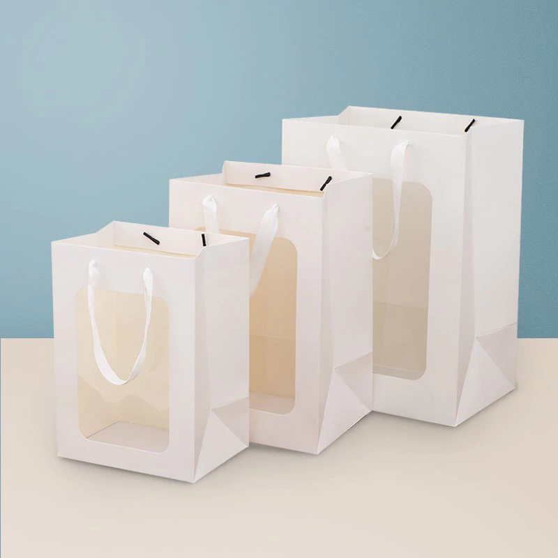 white show window handheld paper bag