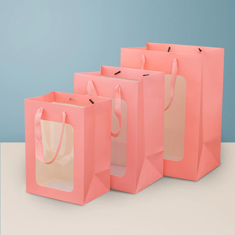 pink show window handheld paper bag