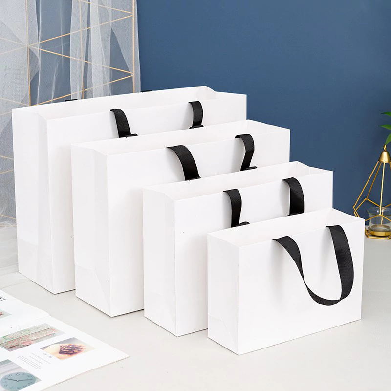 shopping handheld paper bag white