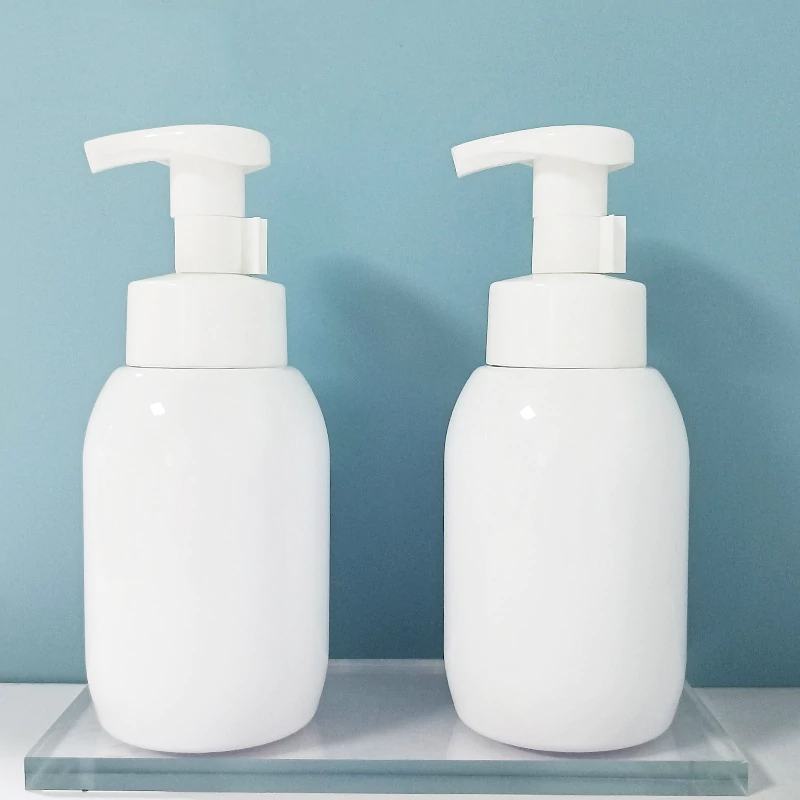 300ml round white PET plastic bottle with foam lotion pump