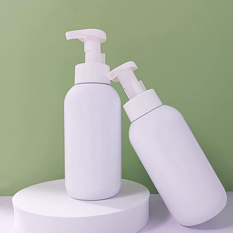 500ml round white PET plastic bottle with foam lotion pump